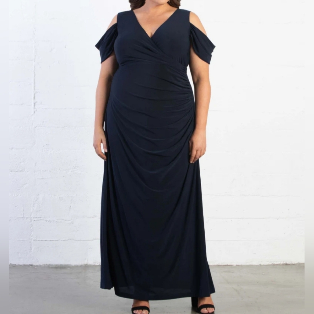 Kiyonna Gala Glam Slit Shoulder Evening Gown Womens 0X NWT $198